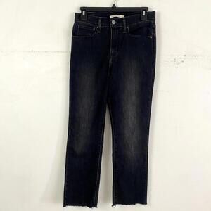 LEVIS black high rise wide leg raw hem jeans sz 28